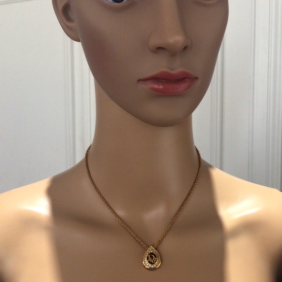 Dior Goldtone Necklace With Teardrop Pendant - Picture 1 of 1